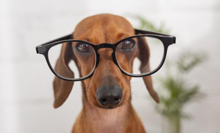 cachorro usando óculos
